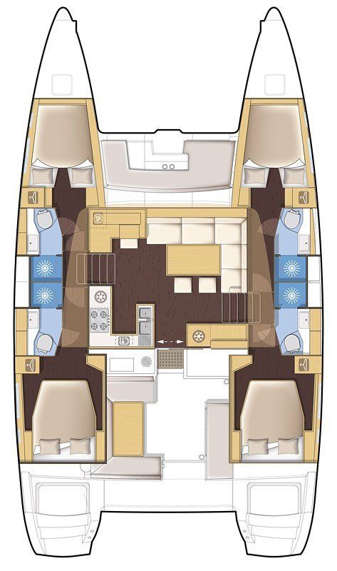 Lagoon 450 Catamaran Charter Italy layout