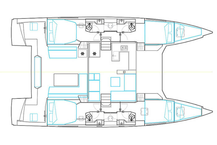 Nautitech Open 46 Fly Catamaran Charter Italy layout